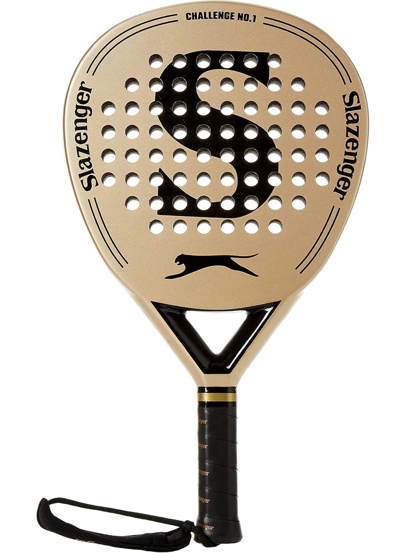 Slazenger Challenge No.1 Gold Hybrid Padel Racket, 360–370G, Medium-Hard Eva, 12K Carbon - Image 2