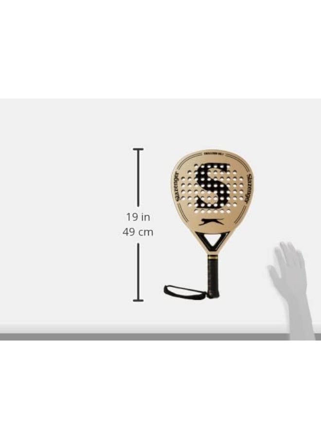 Slazenger Challenge No.1 Gold Hybrid Padel Racket, 360–370G, Medium-Hard Eva, 12K Carbon - Image 5