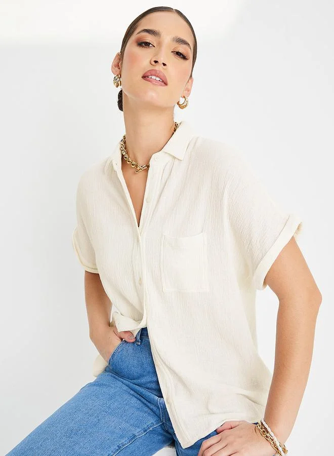 ستايلي Cotton Regular Fit Extended Shoulder Shirt