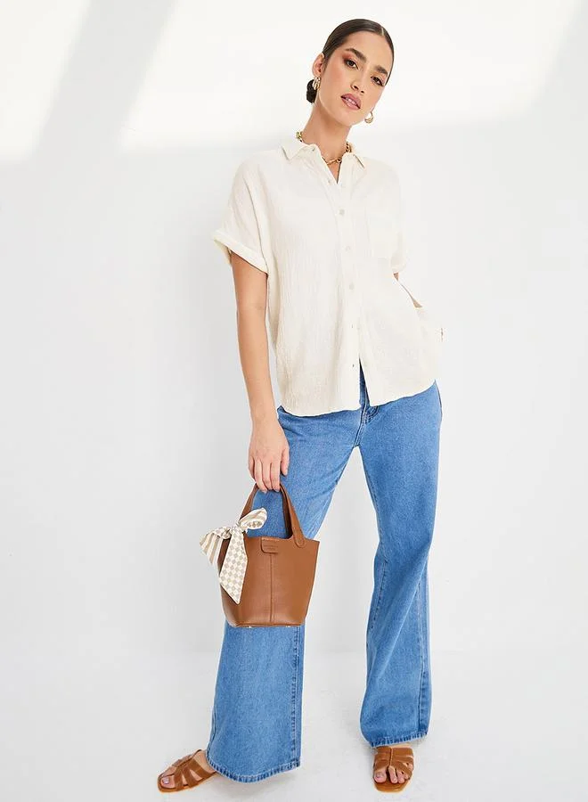 ستايلي Cotton Regular Fit Extended Shoulder Shirt