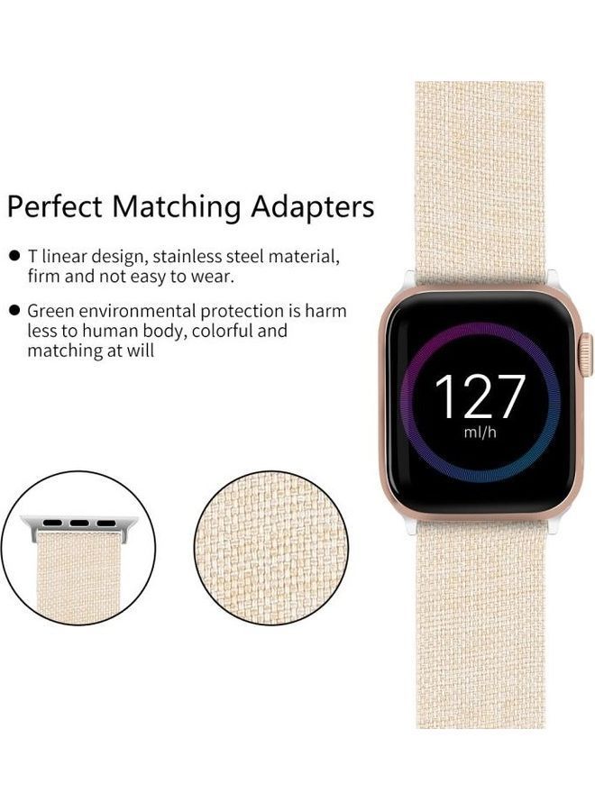 NIBEMINENT D Style Canvas Wrist Strap For Apple Watch Series 6/SE/5/4 40mm 3/2/1 38mm Apricot  - Image 4