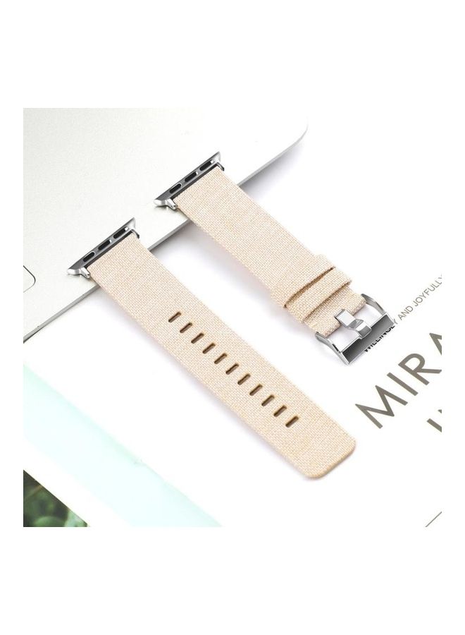 NIBEMINENT D Style Canvas Wrist Strap For Apple Watch Series 6/SE/5/4 40mm 3/2/1 38mm Apricot  - Image 2