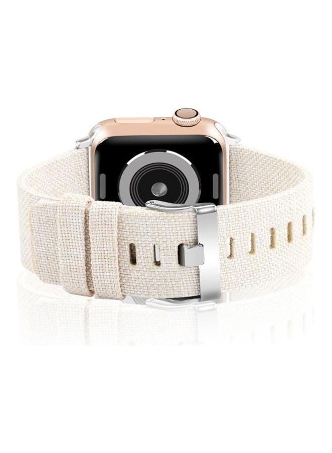 NIBEMINENT D Style Canvas Wrist Strap For Apple Watch Series 6/SE/5/4 40mm 3/2/1 38mm Apricot  - Image 5