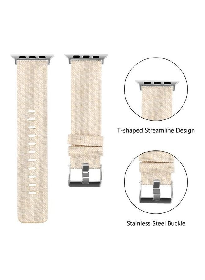 NIBEMINENT D Style Canvas Wrist Strap For Apple Watch Series 6/SE/5/4 40mm 3/2/1 38mm Apricot  - Image 3