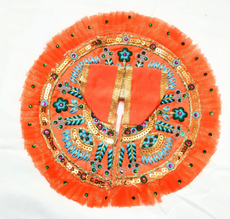 Brikshi Thakurji Bal Gopal Laddu Gopal Dress Kishan ji poshak VastraMala with shringer Set NO4Pack of 1 Orange - Image 4