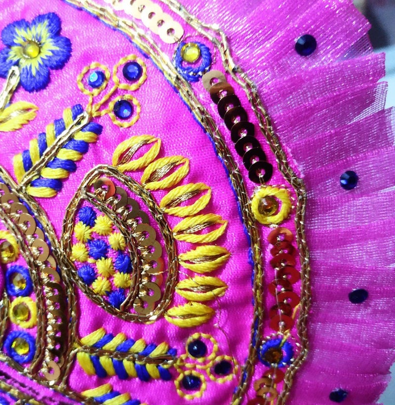 Brikshi Thakurji Bal Gopal Laddu Gopal Dress Kishan ji poshak VastraMala with shringer Set NO4Pack of 1 Orange - Image 3