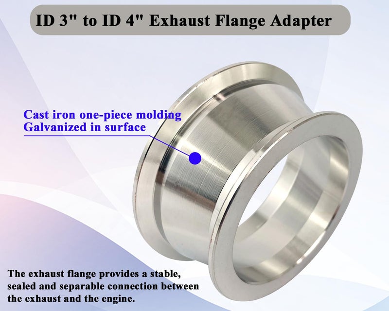 Elifecenter 3" to 4" Exhaust Flange Adapter,Turbo Exhaust V-band Adaptor Flange CNC(3"ID to 4"ID) - Image 4