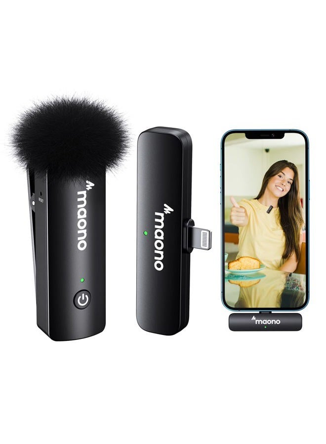 Maono Wireless Lavalier Microphone for iPhone iPad, MFi Certified, 2.4GHz Wireless Lapel Mic with One Key Noise Cancelling for TikTok, Interview, Vlogging, Live Streaming(WM600 B1) - Image 1