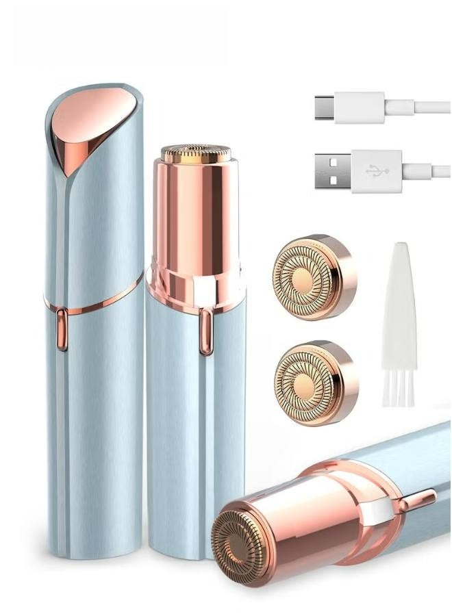 Facial Hair Removal for Women, Painless Epilator Hair Remover Device with 2 Pcs Replacement Heads , USB Rechargeable Face Electric Razor and Trimmer for ladies Lip, Chin, Arms - Image 3