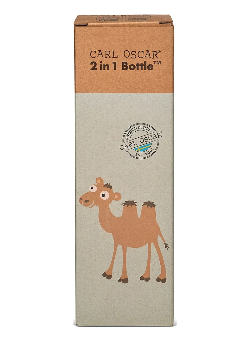 Carl Oscar  Water Bottle 2 in 1, Kids 0.3 + 0.15 L - Green Camel  | Best Price UAE