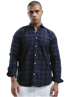 Cotton Navy & Dark Beige Tartan Summer Shirt - pzsku/ZBD5377F8EF677DEA6655Z/45/_/1727254209/1432965e-a183-4920-9d38-3ef987bdf951