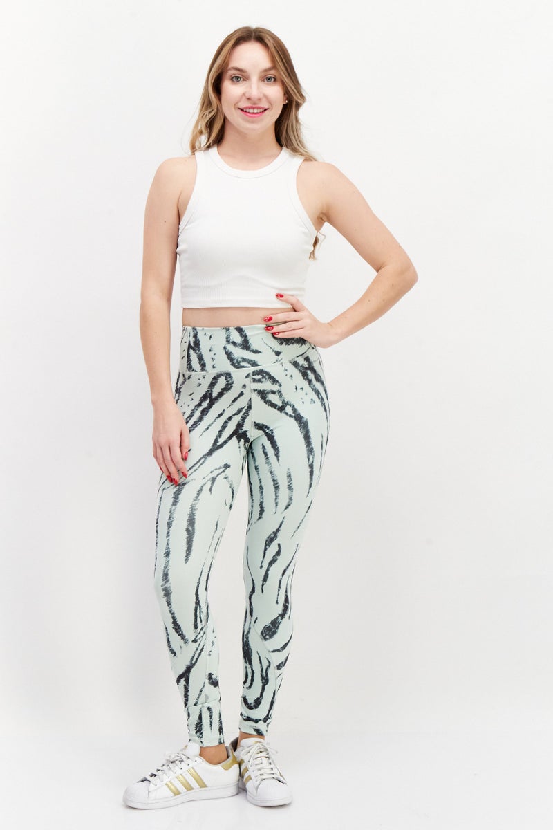 Adidas ليجنغ تدريب ضيق للنساء بخصر مرتفع، أخضر نعناعي - Image 2