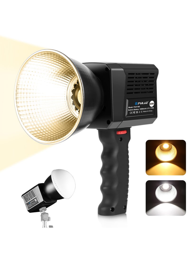 PULUZ 60W Built-in Studio Video Light Photography Light 2500K-6500K Dual Color Temperature Professional Photography Fill Light for  video production, photography, live streaming, children’s portrait studios, costume and wedding shoots, microfilms, e-commerce product shoots, exhibitions, and webcasts (Black) - Image 1