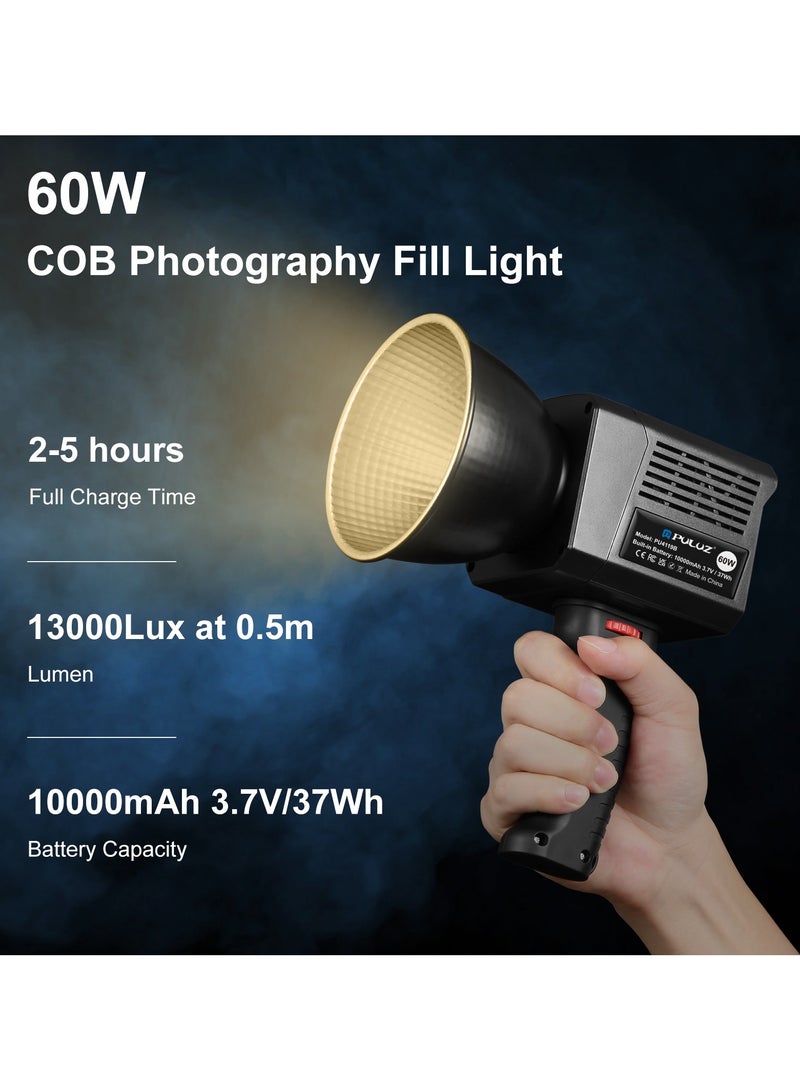 PULUZ 60W Built-in Studio Video Light Photography Light 2500K-6500K Dual Color Temperature Professional Photography Fill Light for  video production, photography, live streaming, children’s portrait studios, costume and wedding shoots, microfilms, e-commerce product shoots, exhibitions, and webcasts (Black) - Image 2