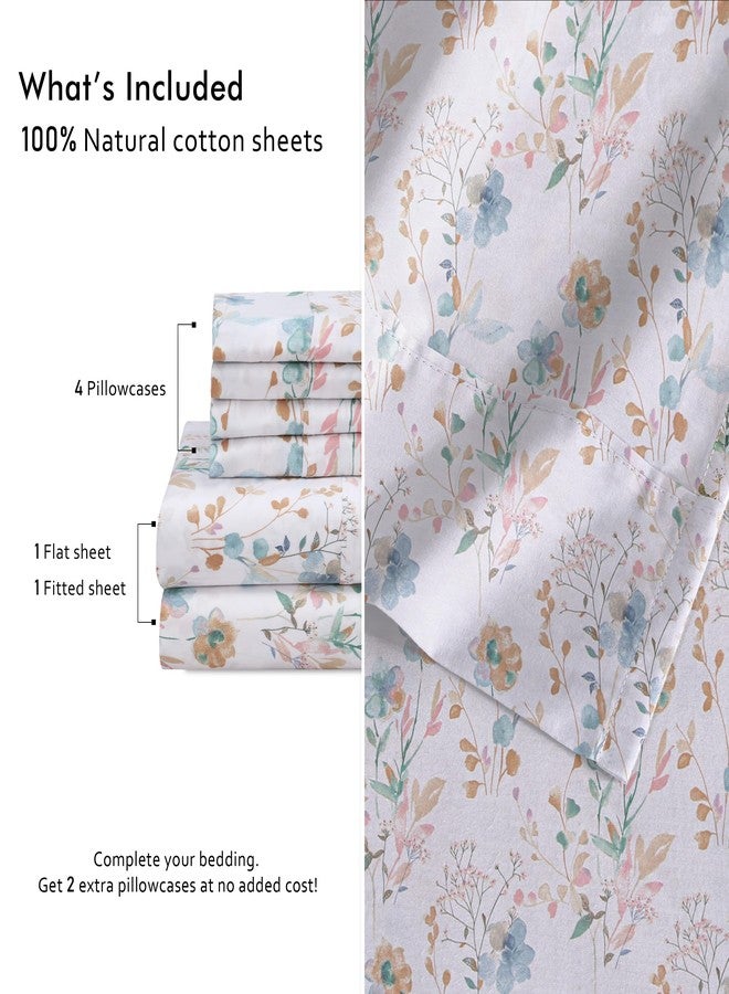 RUVANTI 6 Pcs Cotton Sheets - 100% Natural Cotton Soft, Lightweight & Breathable Crispy Percale Bed Sheets, Queen Sheet Set 16" Deep Pockets, Radiant - Image 4