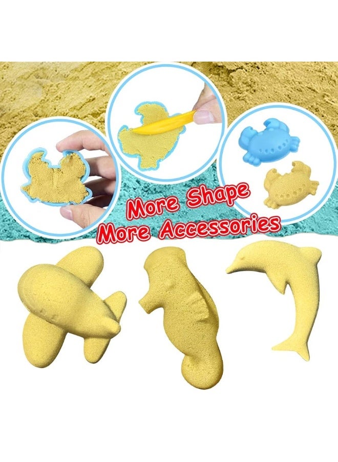 ESSENSON Play Construction Sand Kit - 3lbs Sand with 2 Colors, 6 Mini Construction Trucks, Construction Toys and Signs, Animal Mold, Modeling Tools, Foldable Sandbox with Clean Set Gifts for Boys Girls - Image 1