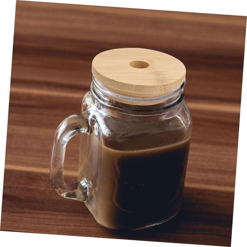 Mason Jar Lids with Straw Hole, 70Mm Wood Cap for Glass Jars, Airtight Seal Replacement Lids for Canning and Drinking, 8pcs Set - Image 5