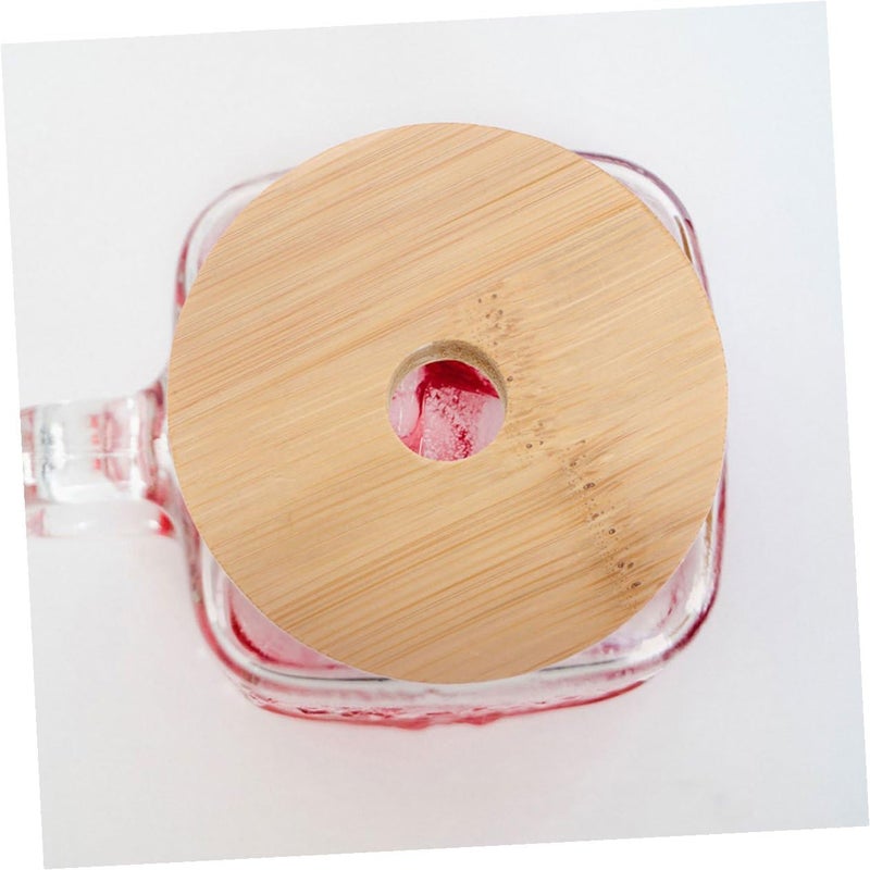 Mason Jar Lids with Straw Hole, 70Mm Wood Cap for Glass Jars, Airtight Seal Replacement Lids for Canning and Drinking, 8pcs Set - Image 4