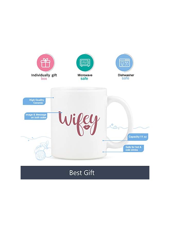 S-TOP Wifey and Hubby Funny Couple Coffee Mugs Set Wedding Anniversary Valentine's Day Gifts for His Her presents Bridal Shower Vr Husband and Wife Newlywed Novelty Ceramic Cups 11 Ounce White 11Oz - Image 3
