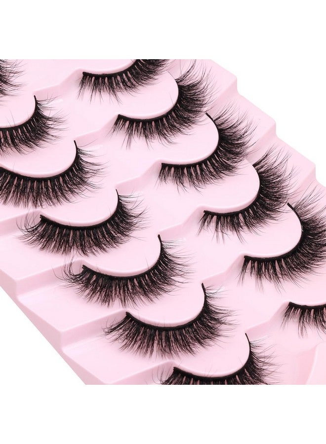 Kiromiro Lashes Natural Look Faux Mink Lashes Fluffy Wispy Eyelashes Short Natural False Lashes Cat Eye 6D Volume Strip Lashes Pack 7 Pairs - Image 2