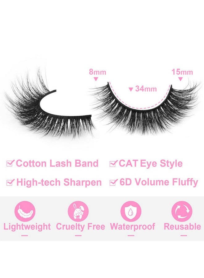 Kiromiro Lashes Natural Look Faux Mink Lashes Fluffy Wispy Eyelashes Short Natural False Lashes Cat Eye 6D Volume Strip Lashes Pack 7 Pairs - Image 3