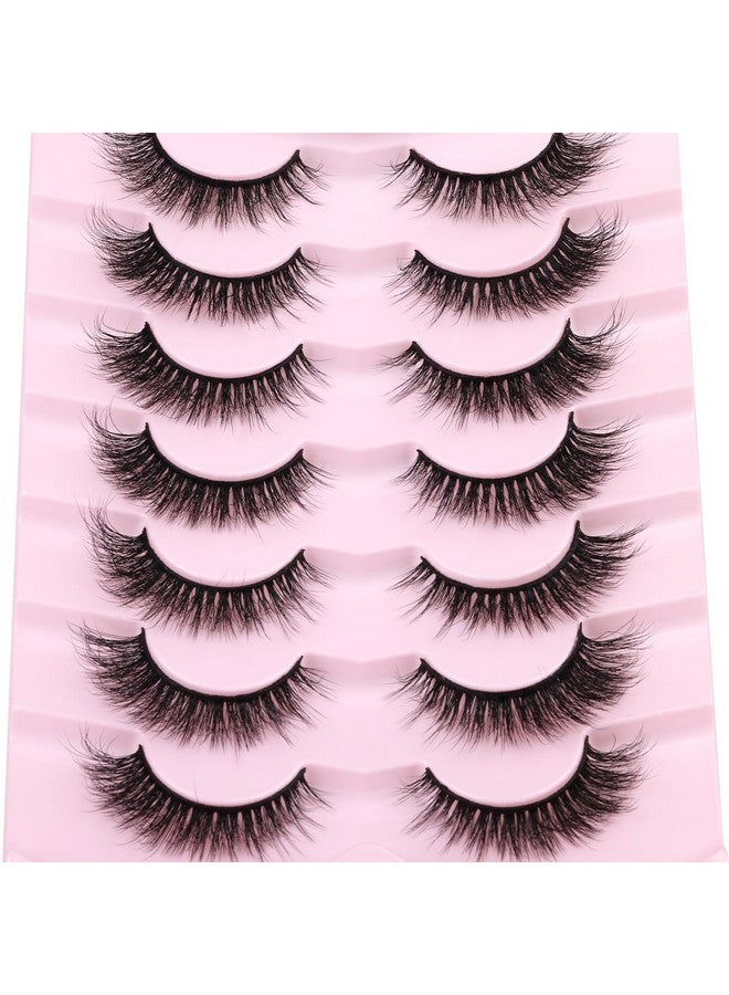 Kiromiro Lashes Natural Look Faux Mink Lashes Fluffy Wispy Eyelashes Short Natural False Lashes Cat Eye 6D Volume Strip Lashes Pack 7 Pairs - Image 4