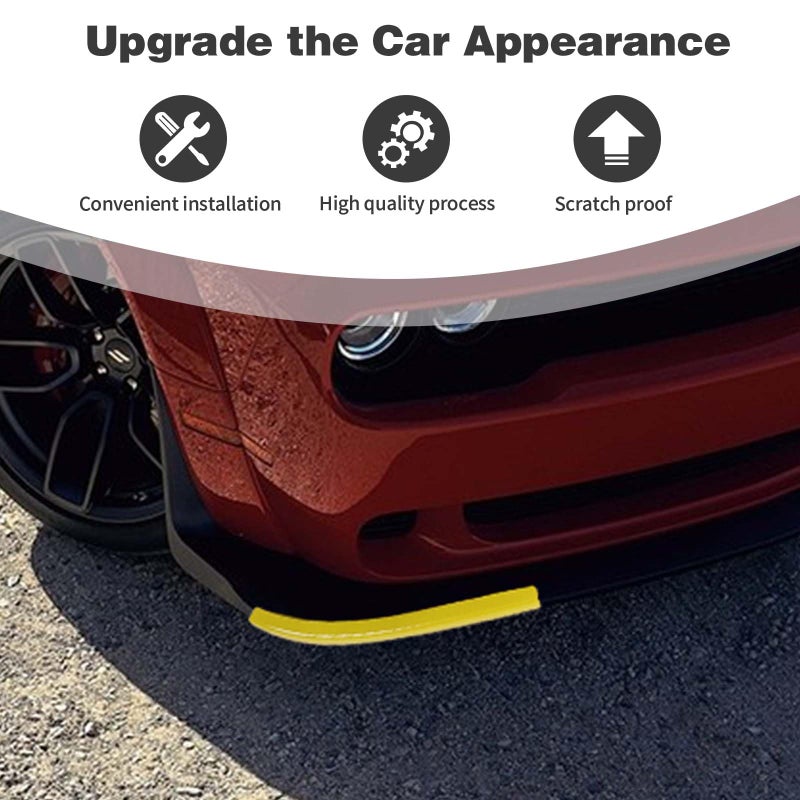 PDKLIN for Challenger Front Bumper Lip Splitter Protector Cover Trim for 2015-2023 Dodge Challenger GT RT SRT Yellow Exterior Accessories 2pcs - Image 4