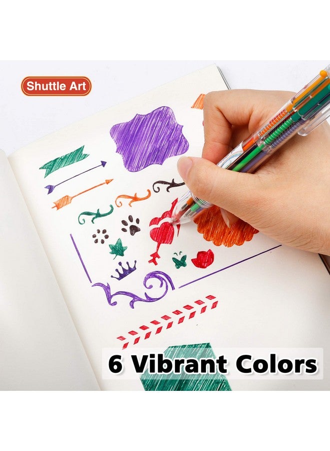 شاتل أرت أقلام متعددة الألوان، عبوة من 23 قلم حبر جاف قابل للسحب 6 في 1 بقطر 0.7 مم للمستلزمات المدرسية والمكتبية والطلاب والأطفال كهدية - Image 5