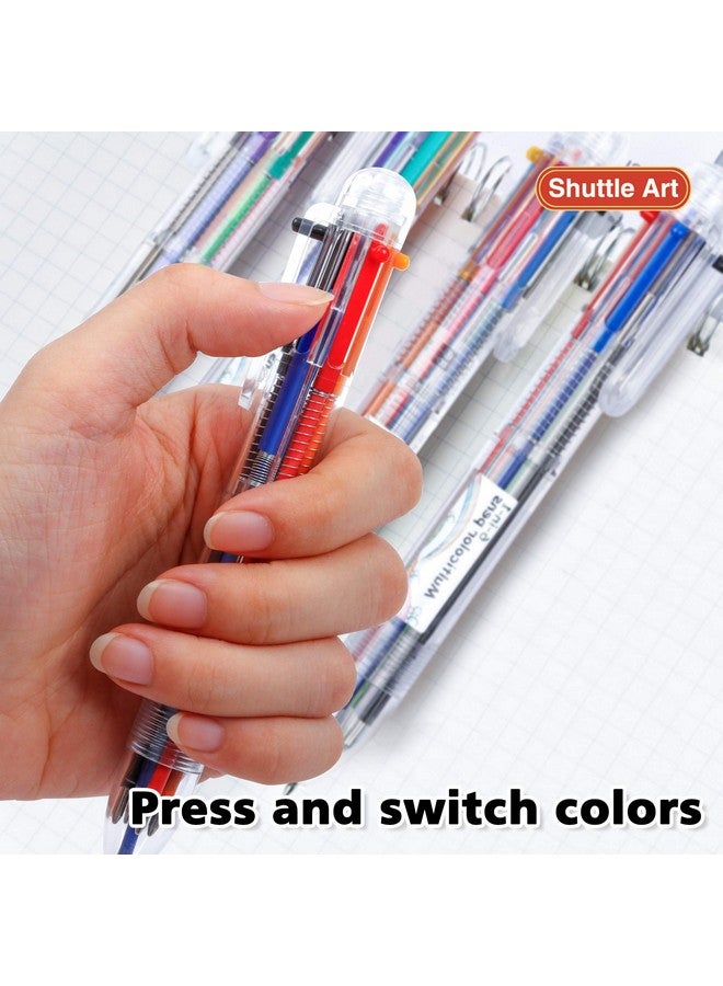 شاتل أرت أقلام متعددة الألوان، عبوة من 23 قلم حبر جاف قابل للسحب 6 في 1 بقطر 0.7 مم للمستلزمات المدرسية والمكتبية والطلاب والأطفال كهدية - Image 3