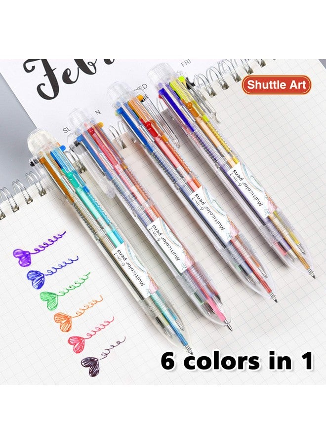 شاتل أرت أقلام متعددة الألوان، عبوة من 23 قلم حبر جاف قابل للسحب 6 في 1 بقطر 0.7 مم للمستلزمات المدرسية والمكتبية والطلاب والأطفال كهدية - Image 2