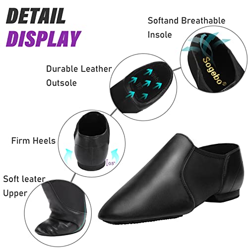 Sogebo Split Sole Jazz Shoes for Women and Men's Dancing, Black (10.5W / 9.5M) - Image 3