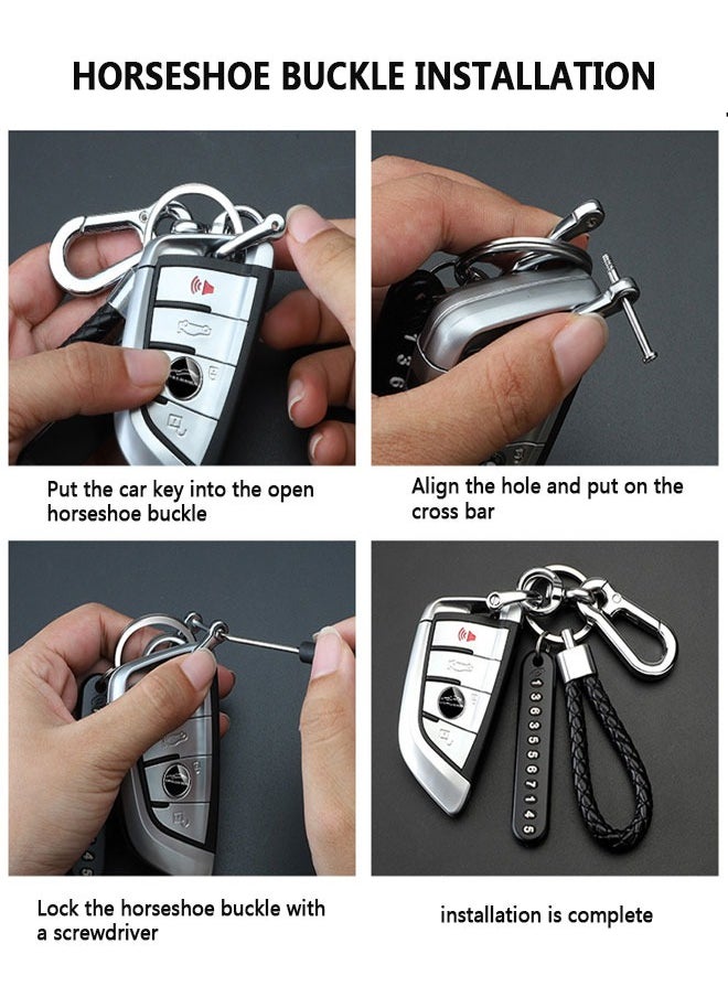 HAWAWA - Car Keychain with Key Ring & Anti-Lost Phone Number Plate Key Chain Ring Holder Clip for Car Smart Key Fob Key - Image 1