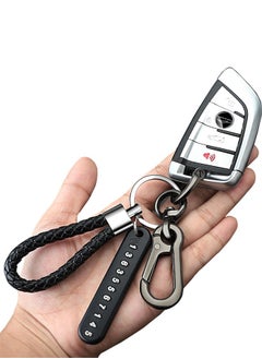 HAWAWA Car Keychain with Key Ring & Anti-Lost Phone Number Plate Key Chain Ring Holder Clip for Car Smart Key Fob Key  - Image 3