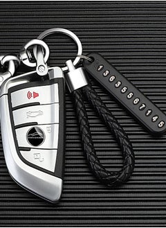 HAWAWA Car Keychain with Key Ring & Anti-Lost Phone Number Plate Key Chain Ring Holder Clip for Car Smart Key Fob Key  - Image 4