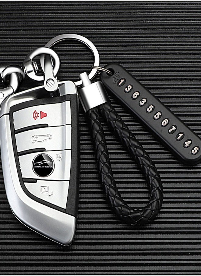 HAWAWA - Car Keychain with Key Ring & Anti-Lost Phone Number Plate Key Chain Ring Holder Clip for Car Smart Key Fob Key - Image 1