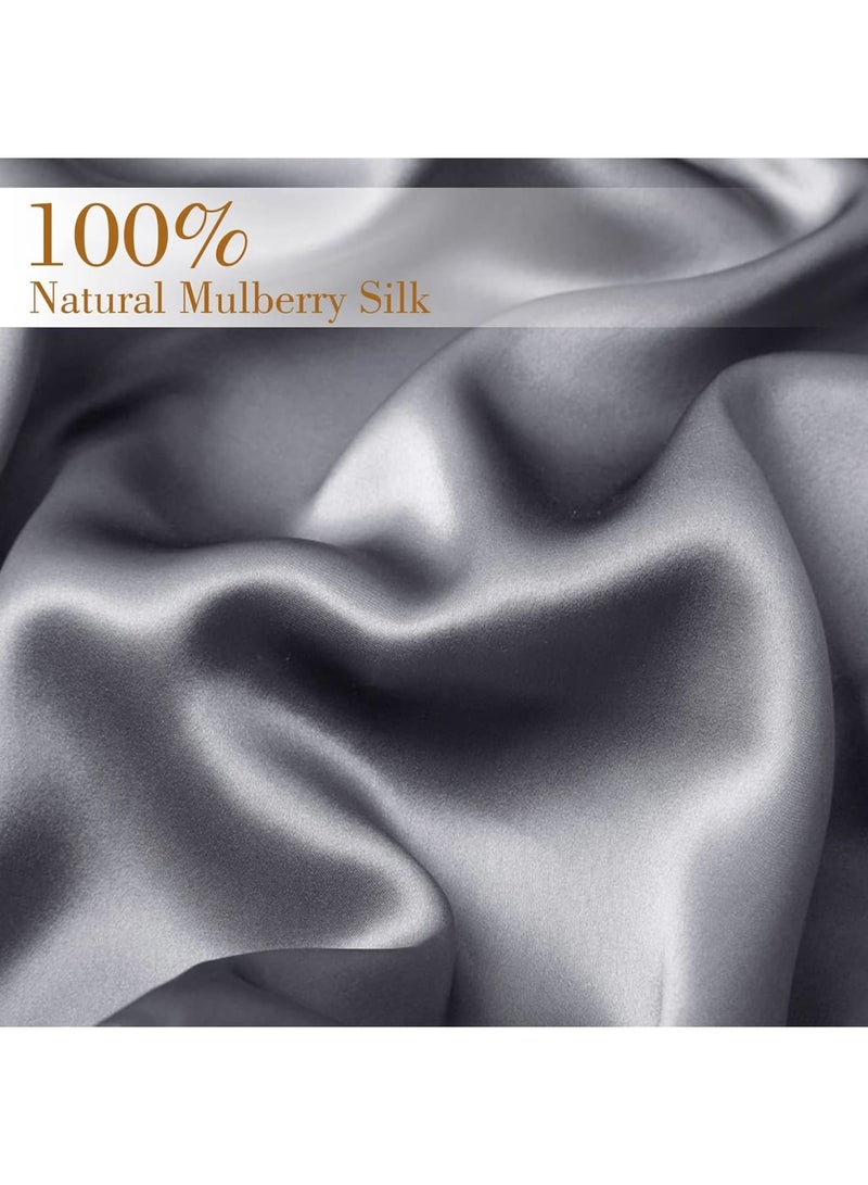 SOLARAE Natural Mulberry Silk Pillowcase, 50 x 75 cm Soft Smooth Cooling Silk Pillow Covers, Premium Grade Both Side 600 Thread Count Silk Pillowcase for Hair and Skin Health, Space Grey - Image 4