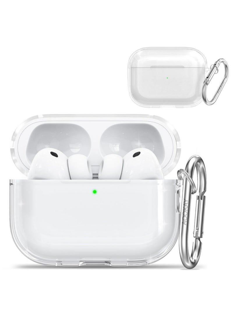 اووكاي جراب شفاف لسماعات AirPods Pro 3/AirPods Pro الجيل الثالث، جراب شفاف ناعم من مادة TPU لسماعات AirPods Pro 3، غطاء واقٍ مقاوم للصدمات لسماعات AirPods Pro الجيل الثالث مع سلسلة مفاتيح (شفاف) - Image 1