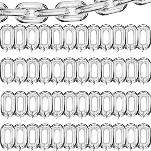 Virtue morals 48 Pcs 16 inch Foil Chain Balloons Jumbo Chain Balloons for 80s 90s Party Decorations Giant Balloon Chain Balloons Silver - Image 1