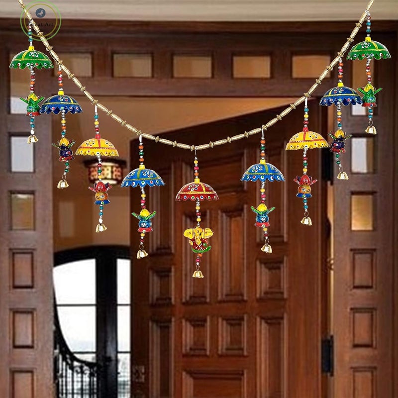 Great Art فن رائع لتزيين أبواب المدخل، ديكور المنزل، ديكور المعبد، مع عناصر تزيين الأبواب المعلقة للزفاف، الحرف اليدوية وديكور المكتب، أحدث بندروال للاحتفال بعيد الديوالي (الطول 36 بوصة) - النمط 1 - Image 1