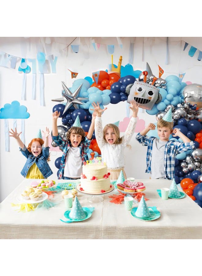 UAEYW 150Pcs Robot Balloon Arch Kit with Robot & Explosion Star Foil Balloons - Blue, Silver, Orange Balloons Arch Supplies for Robotics for Party, Sci-Fi Themed Birthday & Baby Shower (Blue Orange) - Image 4