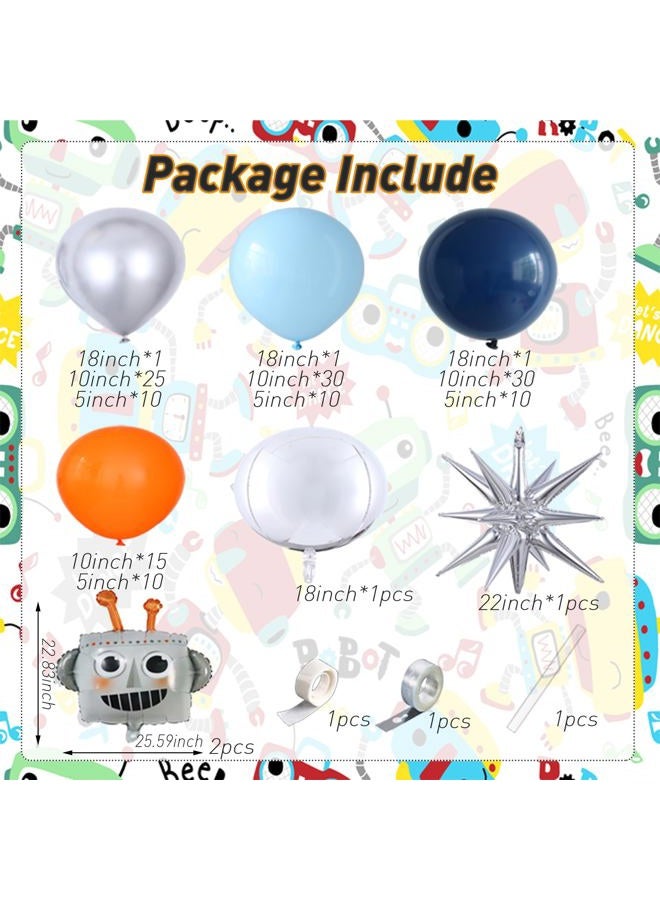UAEYW 150Pcs Robot Balloon Arch Kit with Robot & Explosion Star Foil Balloons - Blue, Silver, Orange Balloons Arch Supplies for Robotics for Party, Sci-Fi Themed Birthday & Baby Shower (Blue Orange) - Image 2