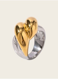 KAAF CREATIONS 18K Gold Plated and Stainless Steel, Two-Tone Statement Ring, Modern Design  - Image 3