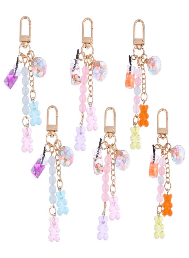 beinkmake 6Pcs Bear Bottle Keychain Cute Candy Color Bear Keychains Charms Macaron Animal Key Ring for Car Keys Bags Purses Pendant Jewelry Making Gift - Image 1