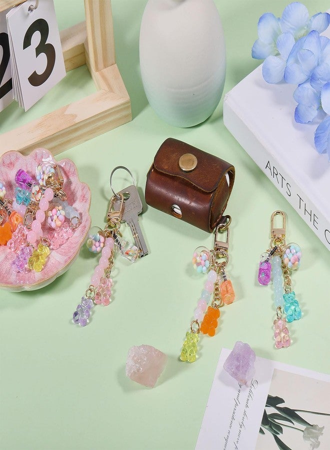 beinkmake 6Pcs Bear Bottle Keychain Cute Candy Color Bear Keychains Charms Macaron Animal Key Ring for Car Keys Bags Purses Pendant Jewelry Making Gift - Image 5