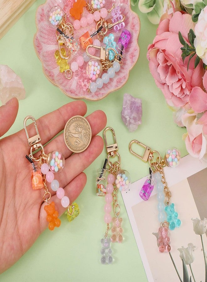 beinkmake 6Pcs Bear Bottle Keychain Cute Candy Color Bear Keychains Charms Macaron Animal Key Ring for Car Keys Bags Purses Pendant Jewelry Making Gift - Image 3