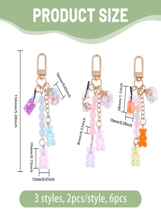 beinkmake 6Pcs Bear Bottle Keychain Cute Candy Color Bear Keychains Charms Macaron Animal Key Ring for Car Keys Bags Purses Pendant Jewelry Making Gift - Image 2