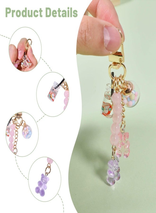 beinkmake 6Pcs Bear Bottle Keychain Cute Candy Color Bear Keychains Charms Macaron Animal Key Ring for Car Keys Bags Purses Pendant Jewelry Making Gift - Image 4