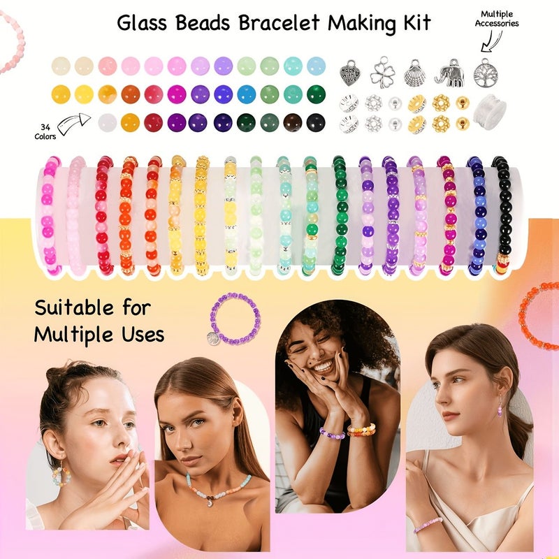 KH28AN 28 Colors 6mm Glass Beads Kit with Storage Box - Image 2