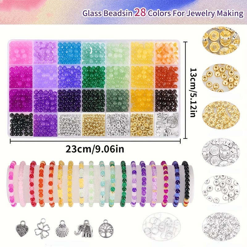 KH28AN 28 Colors 6mm Glass Beads Kit with Storage Box - Image 4