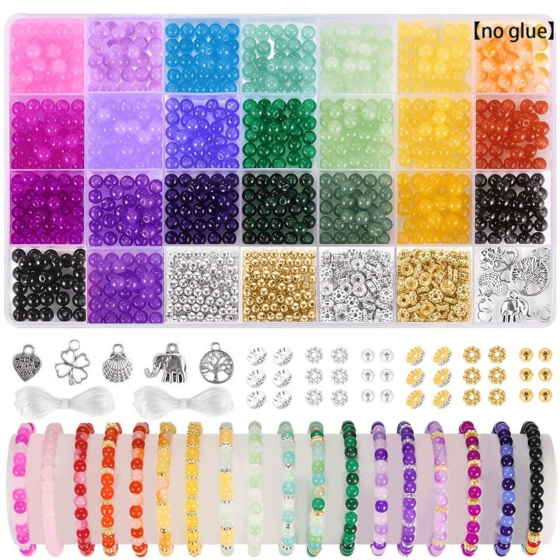 KH28AN 28 Colors 6mm Glass Beads Kit with Storage Box - Image 1
